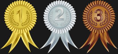 Award ribbons for first, second and third place, vector illustration clipart