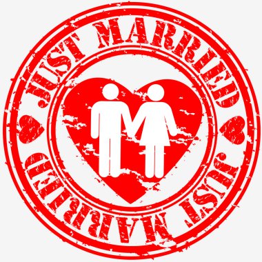 Grunge just married rubber stamp, vector illustration clipart