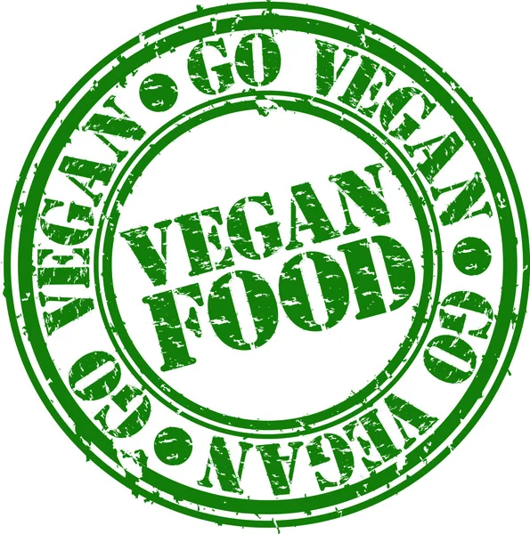 Grunge vegan sello de goma de alimentos, ilustración de vectores — Vector de stock