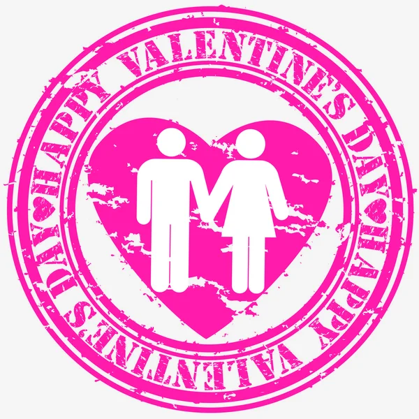 Grunge Happy Valentine 's Day sello de goma, ilustración vectorial — Vector de stock