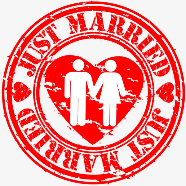 Grunge just married rubber stamp, vector illustration — Stock Vector