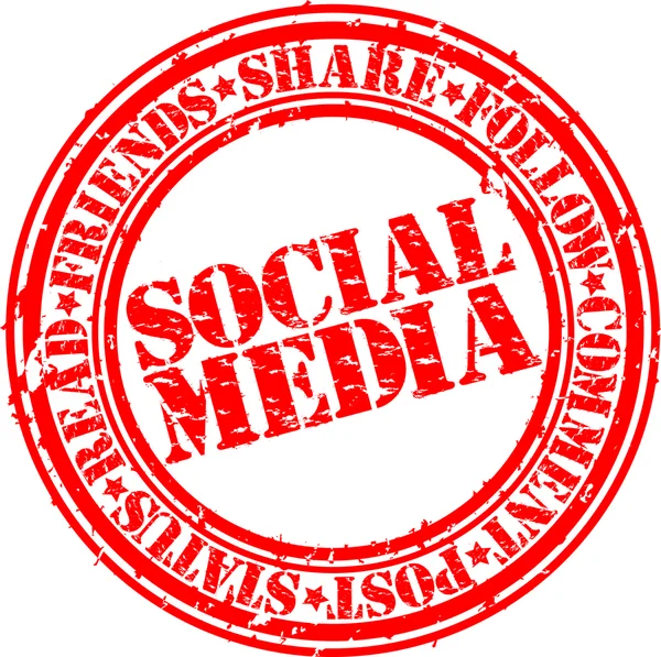 Grunge σφραγίδα κοινωνικών μέσων μαζικής ενημέρωσης, εικονογράφηση φορέας — Διανυσματικό Αρχείο