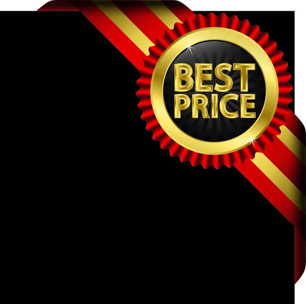 リボン、ベクター グラフィックと最高の価格ゴールデン ラベル — ストックベクタ