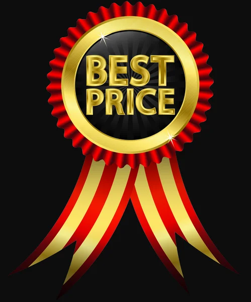 Mejor precio etiqueta dorada con cintas, ilustración vectorial — Vector de stock