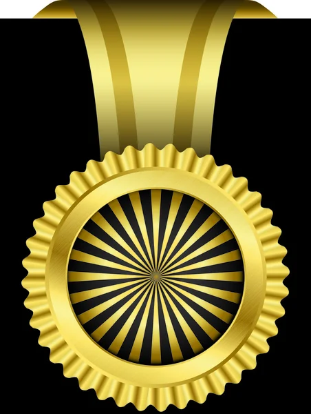 Étiquette dorée avec ruban, illustration vectorielle — Image vectorielle
