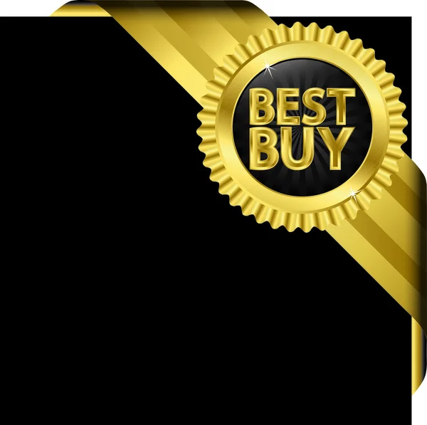 Best buy étiquette dorée avec rubans, illustration vectorielle — Image vectorielle