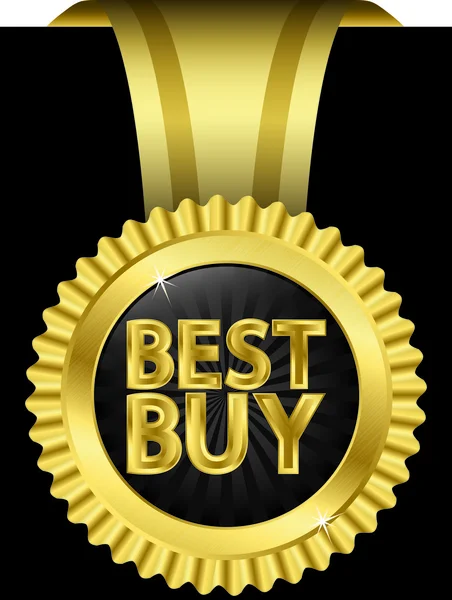 Best Buy Best buy gouden label met linten, vectorillustratie — Stockvector
