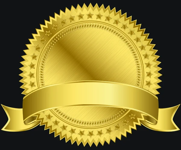 Etiqueta em branco dourada com fita dourada, ilustração vetorial — Vetor de Stock
