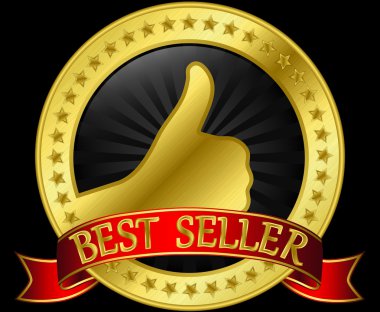 Best price golden label with red ribbon, vector illustration clipart