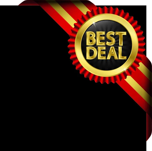 Best deal golden label with ribbons, vector illustration — Stock Vector