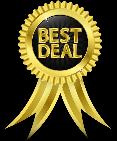 Best deal golden label dengan pita, vektor ilustrasi - Stok Vektor