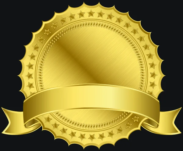 Etiqueta en blanco dorado con cinta, ilustración vectorial — Vector de stock