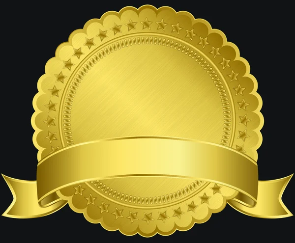 Золота порожня етикетка із золотою стрічкою, Векторні ілюстрації — стоковий вектор