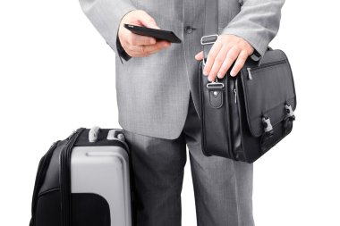 Traveling Businessman Calling by Phone clipart