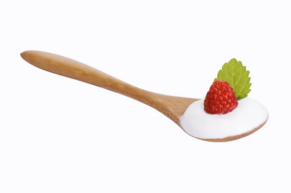 Kaşık yoğurt ile — Stok fotoğraf