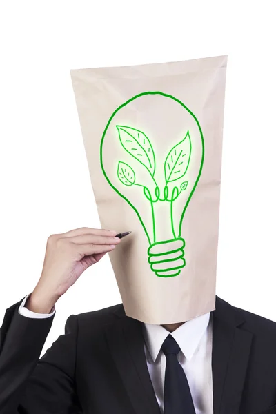 Empresário cobrir cabeça amor energia verde — Fotografia de Stock