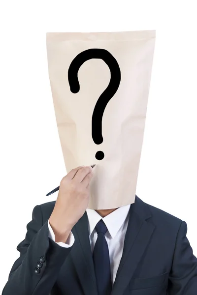 Businessman cover head confuse — Stock Photo, Image