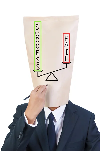 Affärsman täcka huvudet behöver framgång — Stockfoto