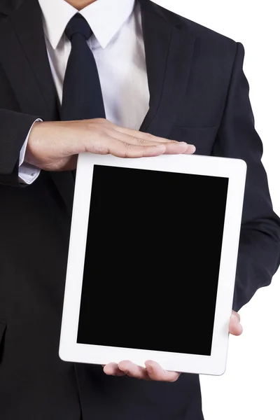 Empresario mantenga la tableta — Foto de Stock