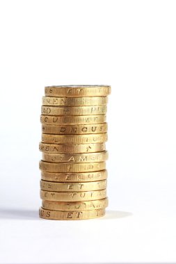 One pound coin stack