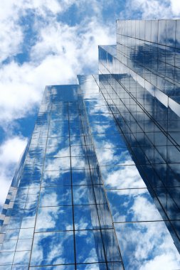 Blue mirror glass building, exterior building