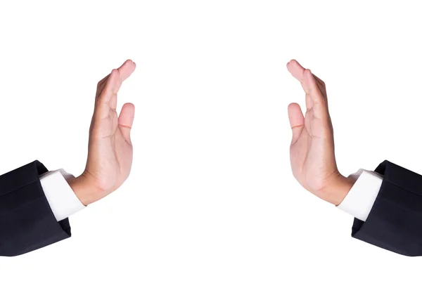 Пространство между двумя руками бизнесмена — стоковое фото