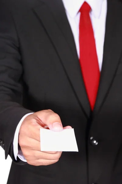 Бизнесмен показывает визитную карточку — стоковое фото