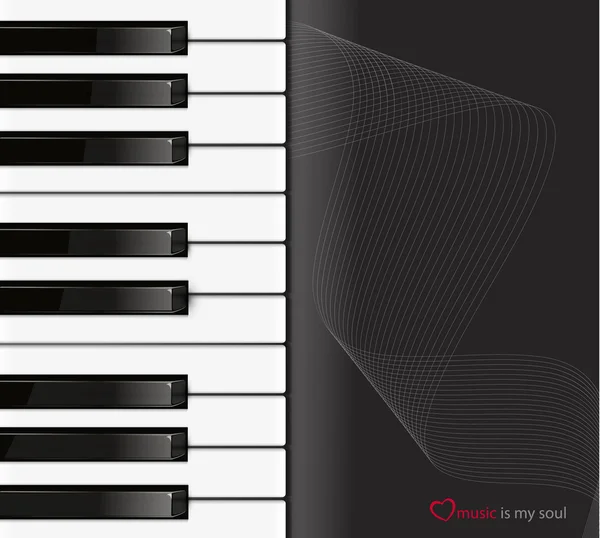 Keyboard piano vektor pada latar belakang hitam - Stok Vektor