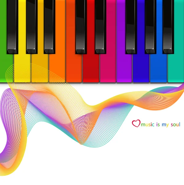 Keyboard piano vektor berwarna-warni pada latar belakang putih - Stok Vektor