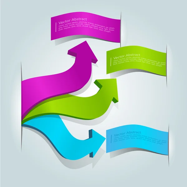 Flèches vectorielles 3D colorées avec étiquettes pour le texte — Image vectorielle