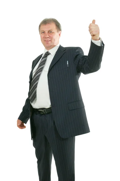 Mature businessman with thumbs up — Stock Photo, Image