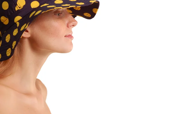 Chica de verano con sombrero de panama — Foto de Stock
