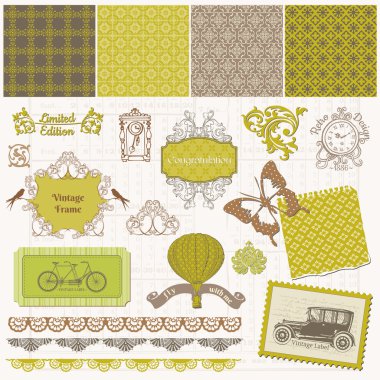 Scrapbook Design Elements - Vintage Time Set - in vector clipart