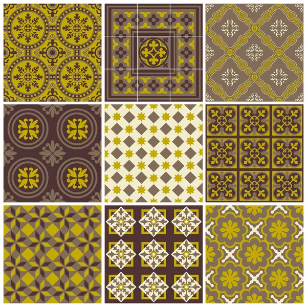 Seamless backgrounds Collection - Vintage Tile - for scrapbook — Stock Vector
