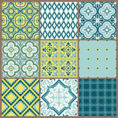 Seamless backgrounds Collection - Vintage Tile - for design and clipart