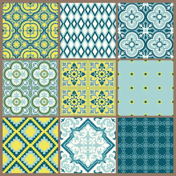 Sfondi senza soluzione di continuità Collezione - Vintage Tile - per il design e — Vettoriale Stock