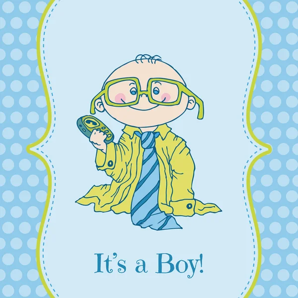Baby Boy douche et carte d'arrivée - avec place pour votre texte en v — Image vectorielle