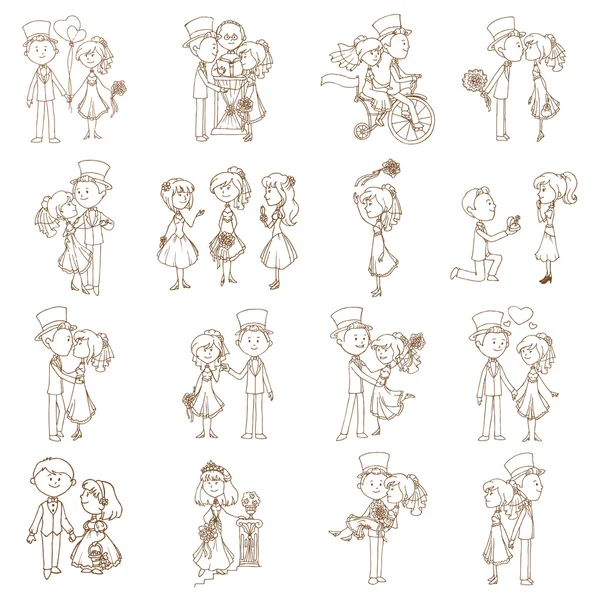 Bruiloft doodles - ontwerpelementen - voor scrapbook, uitnodiging — Stockvector