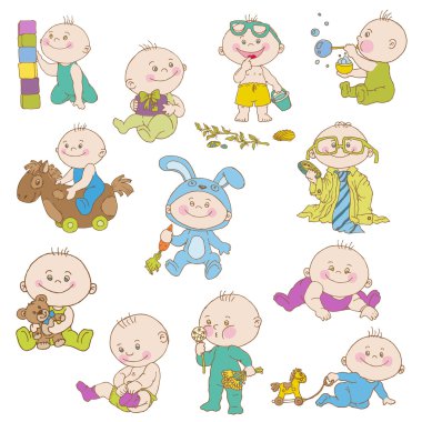 Baby Boy Doodle Set - for design, scrapbook, shower card clipart