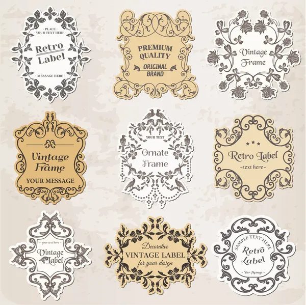 Conjunto de vectores: Marcos vintage, elementos de diseño caligráfico — Vector de stock