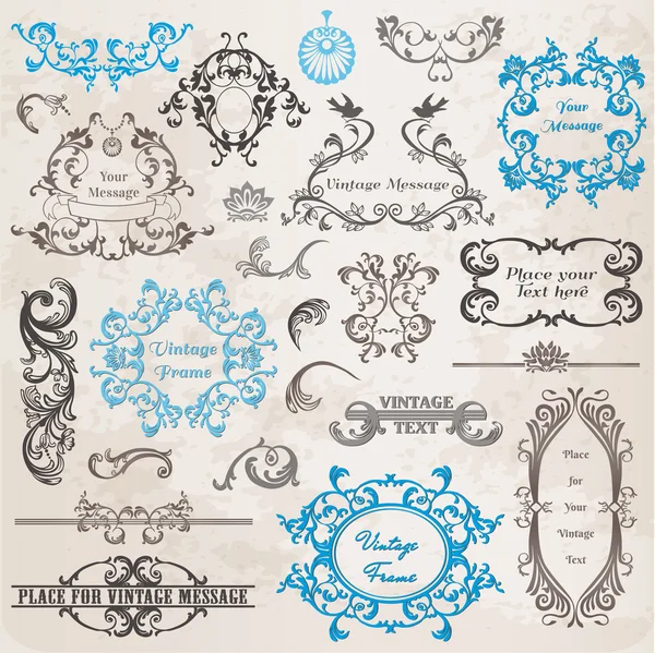 Conjunto de vectores: elementos de diseño caligráfico y decoración de página — Archivo Imágenes Vectoriales