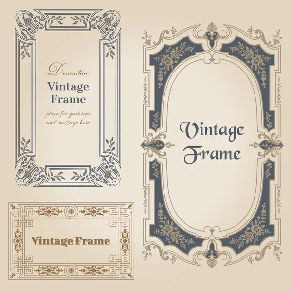 Vintage frames en ontwerpelementen - met plaats voor uw tekst - — Stockvector