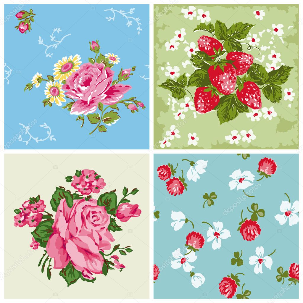Set of Seamless Vintage Floral backgrounds - for scrapbook