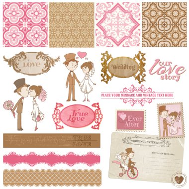 Scrapbook Design Elements - Vintage Wedding Set - in vector clipart