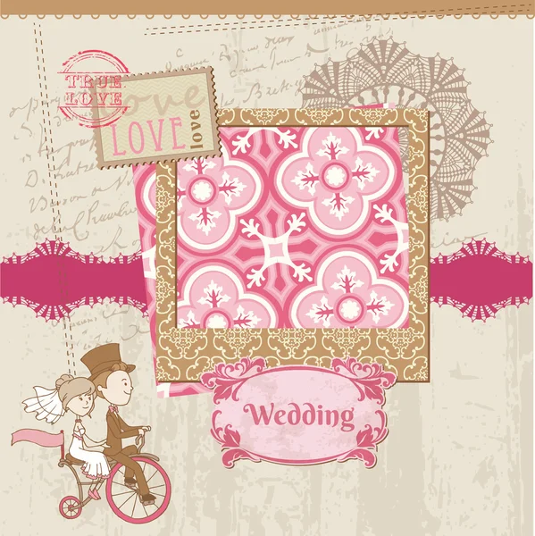Bruiloft scrapbook kaart - voor bruiloft ontwerp, uitnodiging — Stockvector