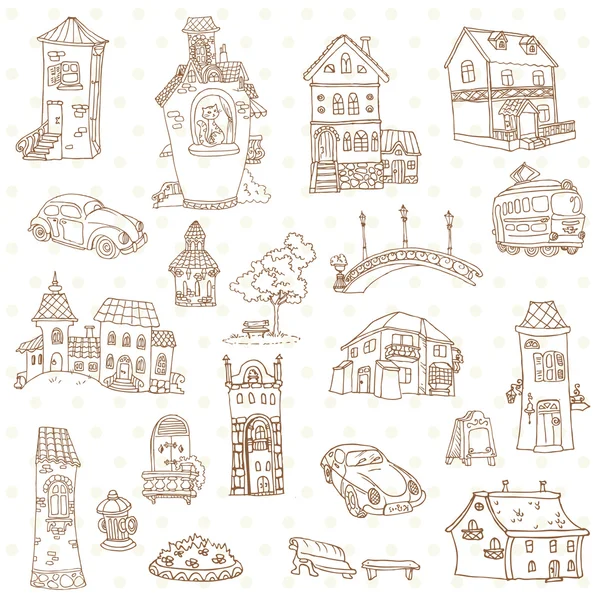 Éléments de conception Scrapbook - Doodles Small Town - dans le vecteur — Image vectorielle