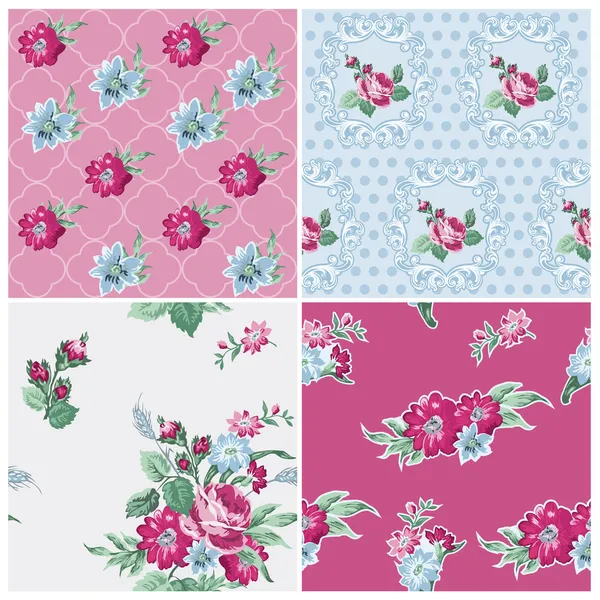Seamless background Collection - Vintage Flowers - for design an — Stock Vector
