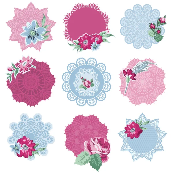 Scrapbook Design Elements - Etiquetas con flores - en el vector — Archivo Imágenes Vectoriales