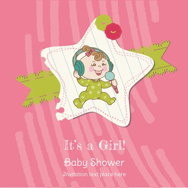 Baby Girl Shower e cartão de chegada - com lugar para o seu texto — Vetor de Stock