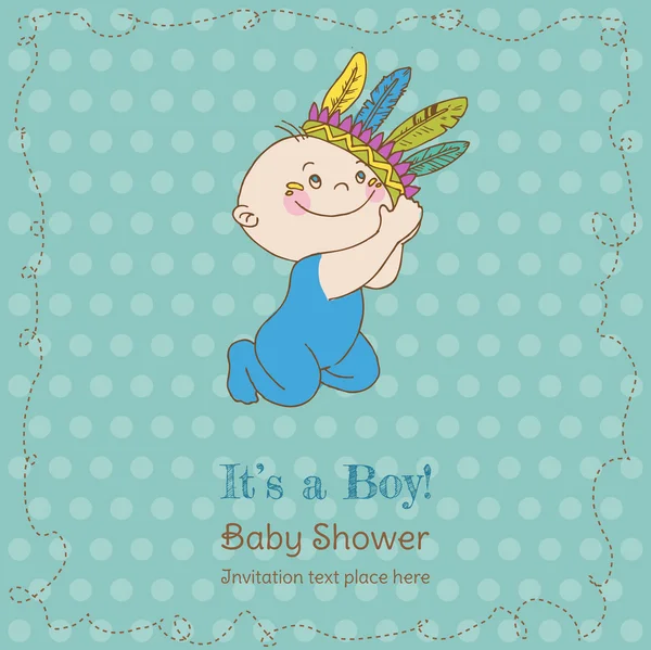 Baby Boy Shower e Cartão de Chegada - com lugar para o seu texto — Vetor de Stock